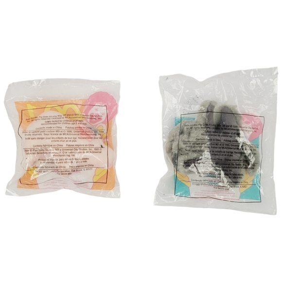 McDonald's Toy Plush Babe A Little Pig Goes A Long Way #1 BABE & #6 DUTCHESS - Picture 2 of 2